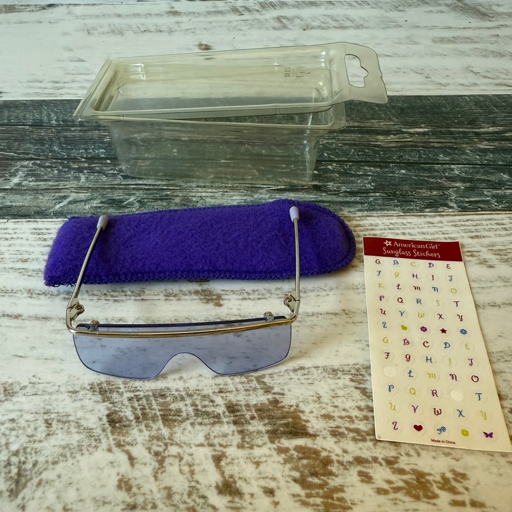 American Girl Doll Just Like You PURPLE Sunglasses for 18” Doll w Case Stickers